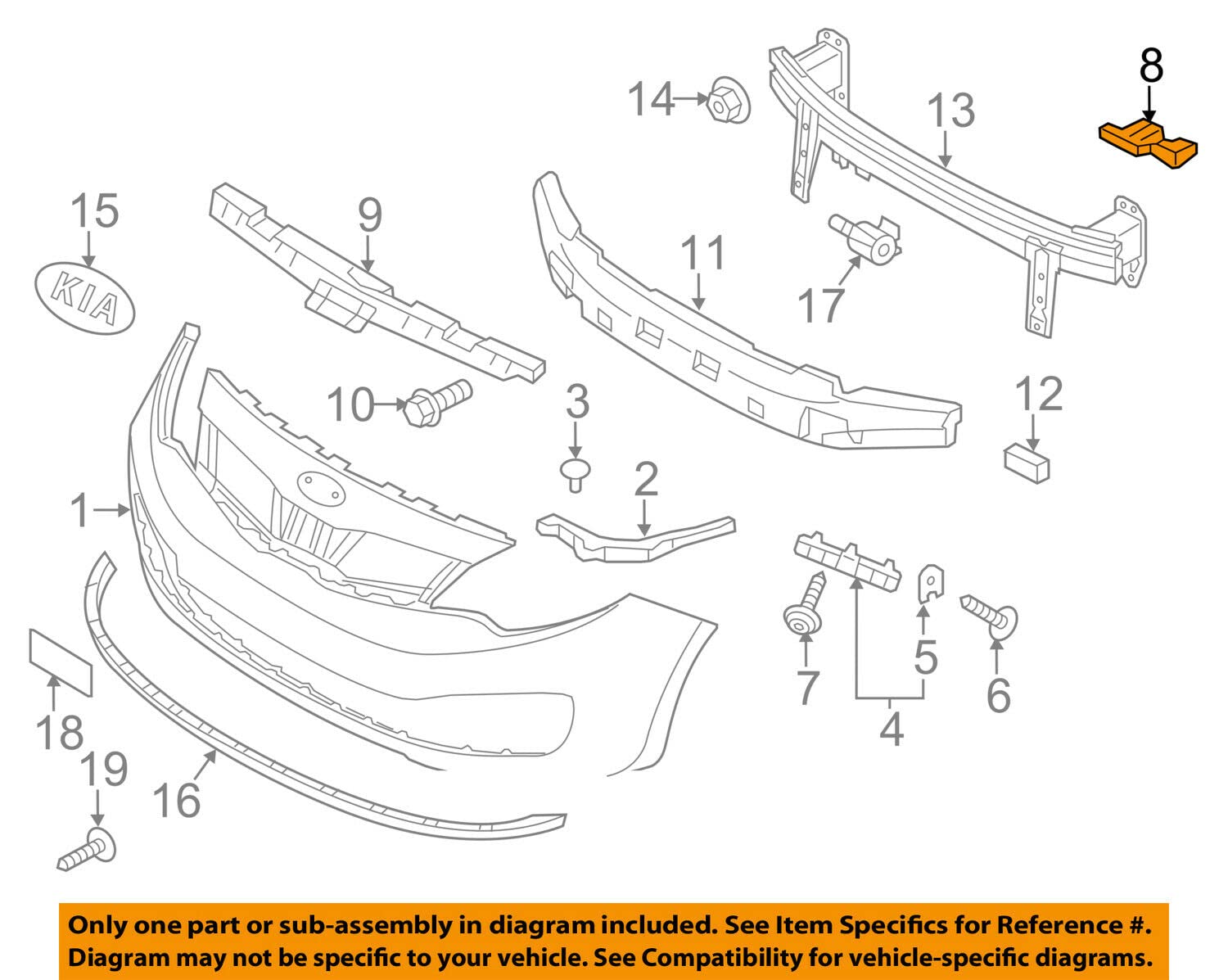 F Amazon.com: Genuine Kia 86528-1W200 Bumper Bracket, Front : Automotive